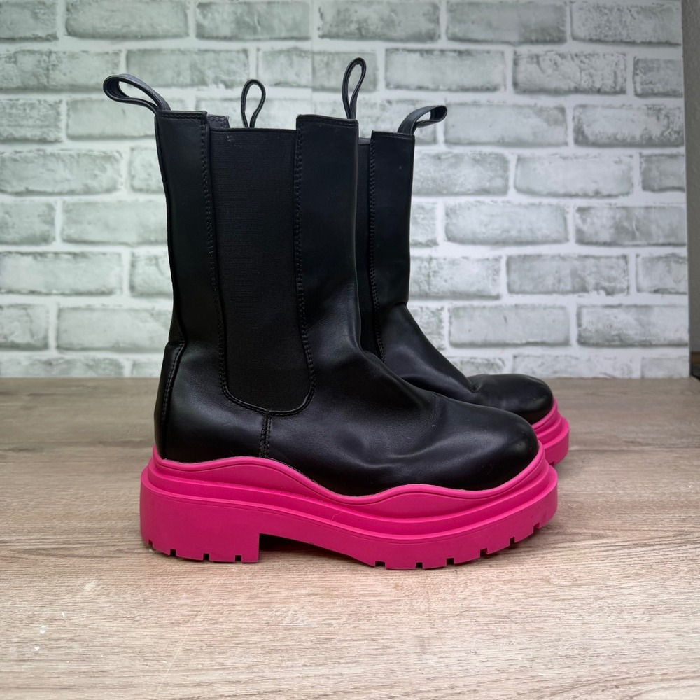 AZALEA WANG GHOSTED FLATFORM CHELSEA BOOT Hot Pink 7.5